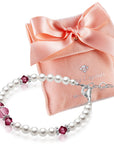 White Pearl Birthstone Bracelet Safe Baby Jewelry Newborn Infant Toddler