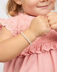 Infant Baby Girl Bracelet with White Pearl & Silver Daises