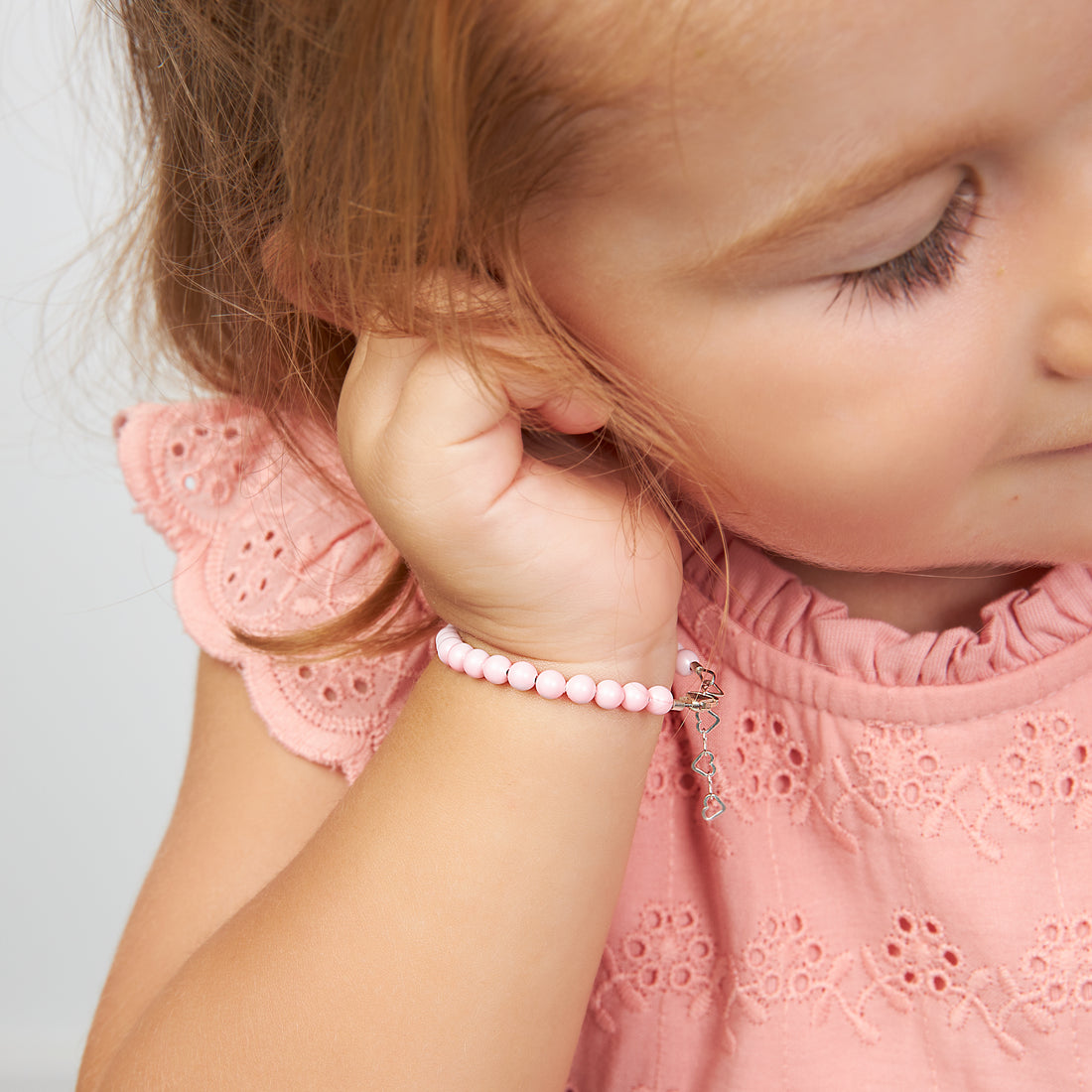 NewBorn Baby Girl Pastel Rose Pearl Bracelet