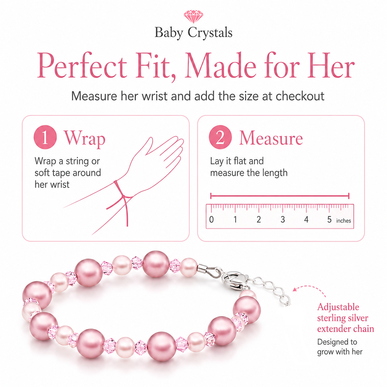 Baby Crystals Personalized Birthstone Bracelet for Girls &amp; Women -Custom Initial Charm Bracelet,