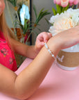 Freshwater Cultured White Pearl Baby Bracelet, Sterling Silver Beads Gift