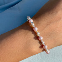 NewBorn Baby Girl Bracelet with Lavender Pearls & Clear Crystals