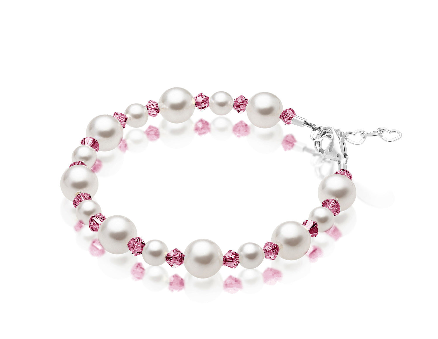 Personalized Birthstone Pearl Bracelet for Girls with Birthstone Crystals