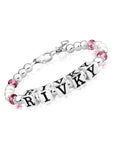 Baby Crystals Personalized Pearl Bracelet for Infant Girls - Baby Jewelry - Birthstone Bracelets with Name - Custom Name Bracelet for Women- Baptism Gifts -Teen Girl Gifts - Silver Jewelry Charm