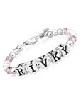 Baby Crystals Personalized Pearl Bracelet for Infant Girls - Baby Jewelry - Birthstone Bracelets with Name - Custom Name Bracelet for Women- Baptism Gifts -Teen Girl Gifts - Silver Jewelry Charm