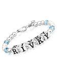 Baby Crystals Personalized Pearl Bracelet for Infant Girls - Baby Jewelry - Birthstone Bracelets with Name - Custom Name Bracelet for Women- Baptism Gifts -Teen Girl Gifts - Silver Jewelry Charm