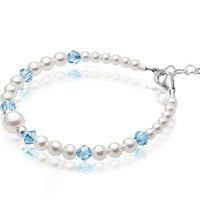 Personalized Birthstone Jewelry Pearl Bracelet for Girls with Birthstone Crystals
