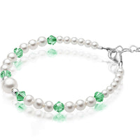 Personalized Birthstone Jewelry Pearl Bracelet for Girls with Birthstone Crystals