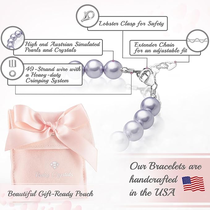 Teen Girl Elegant Bracelets with Lavender Pearls