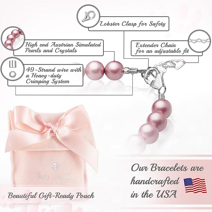 NewBorn Baby Girl Elegant Bracelet with Rose Pearls