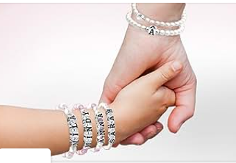 Silver Beads Bracelet with Name, Sterling Silver Bracelet
