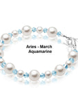 White Pearl March Aquamarine Birthstone Bracelet Baby Girl Gift Jewelry Toddler