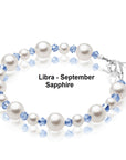 White Pearl September Sapphire Birthstone Bracelet Baby Girl Gift Jewelry Toddler