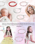 Sterling Silver Cross Baptism Bracelet for Girls - White Pearl Clear Crystals