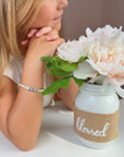 Sterling Silver Pink Pearls, Newborn Baby Bracelet with Name