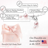 Sterling Silver Elegant Bracelet for Girls with Pink Pearls