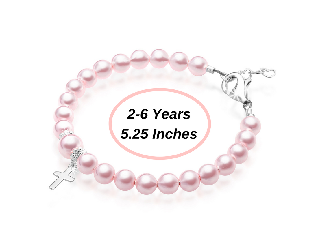 Baby pearl bracelet sales with cross