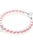 Pink Pearl Communion Bracelet, Girls Sterling Silver Cross Charm