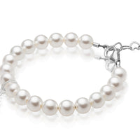 Teen Girl Sterling Silver Crystal Cross White Pearl Bracelet