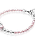 Toddler Baby Girl Sterling Silver Beads Box Cross Pink Pearl Bracelet