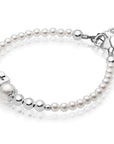 Teen Girl Sterling Silver Beads Box Cross White Pearl Bracelet