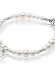 Infant Baby Sterling Silver Cross White Pearl Christening Baptism Bracelet