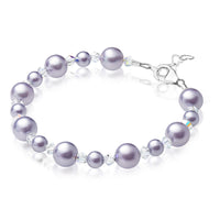 Infant Baby Girl Bracelet with Lavender Pearls & Clear Crystals