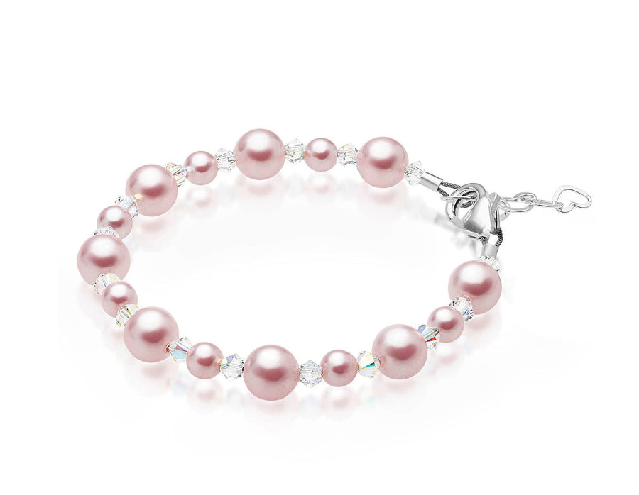 Teen Girl Bracelets with Pink Pearls & Clear Crystals