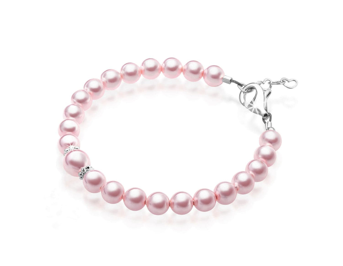 Teen Girl Bracelets with Pink Pearl & Silver Daises
