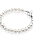 Infant Baby Girl Bracelet with White Pearl & Silver Daises
