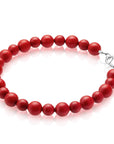 Red Pearl Beaded Bracelet for Girls- Baby/Children’s/Teens -Sterling Silver - Baby Crystals 