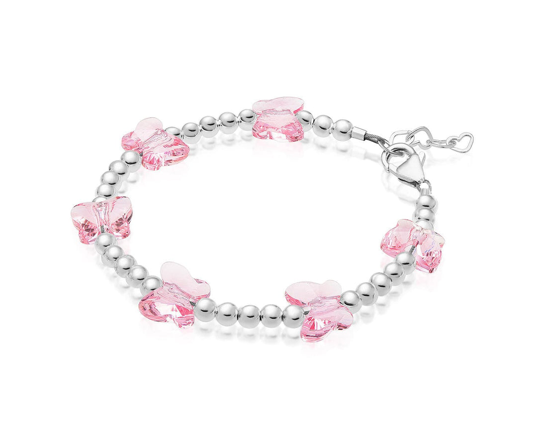 8 MM Pink Crystals Butterfly Bracelet for Girls – Baby Crystals