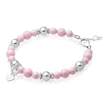 Sterling Silver Heart Charm Beaded Bracelet for Girls- Baby/Children’s/Teens - Baby Crystals 