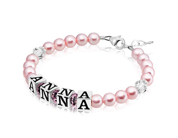 Custom Pearl Beaded Bracelet for Girls, Teens, Mom, and Grandma - Personalized Initial Pink Bracelet