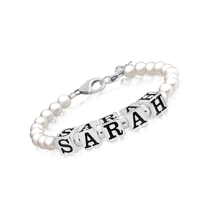 Writer's Block Bracelet: Personalized Letter Block Bracelet Silver / White/Clear / Large/XL