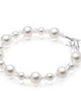White Pearl Baby Bracelet, Sterling Silver Clear Crystal Gift