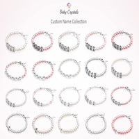 Custom Bracelets for Girls Sterling Silver initial Alphabet Letter Beads White Pearl