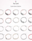Custom Name Bracelet with Pink Peals and Pink Crystals