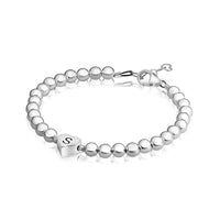Custom Bracelets for Girls with Sterling Silver initial Heart Charm Alphabet Letter Beads