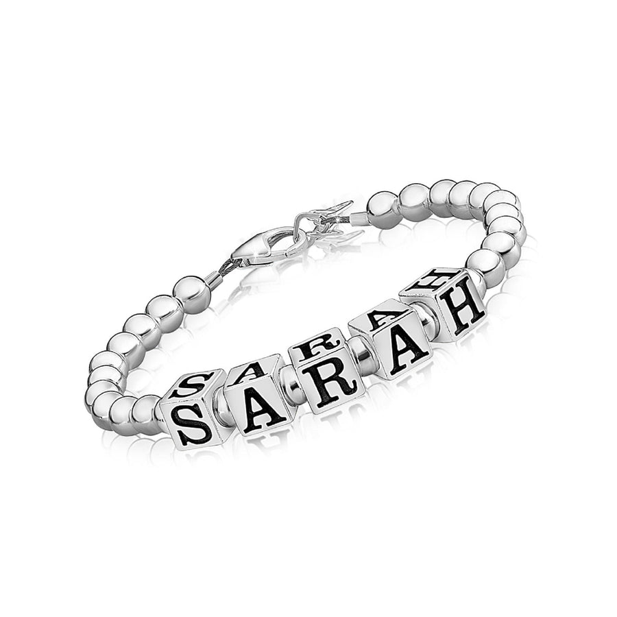 Name Bracelet with Capital Letters in Sterling Silver