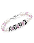 Pink and White Pearl Name Bracelet with Sterling Silver Alphabet Beads