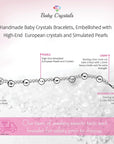 Name Bracelets for Girls Sterling Silver Alphabet Beads Block Letters, white Pearl Pink Crystals