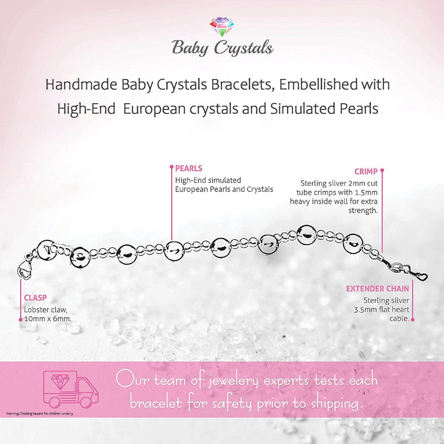 Custom Name Bracelets for Girls 925 Sterling Silver Alphabet Block Letters, Pink Pearl