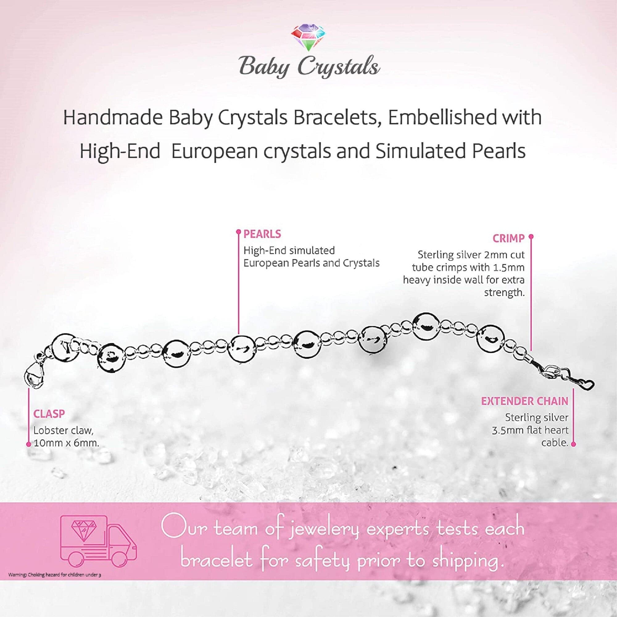 Custom Name Bracelet with Pink Peals and Pink Crystals