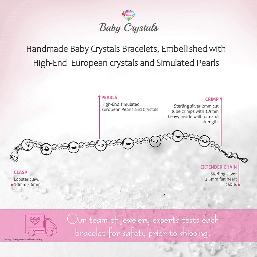 Custom Name Bracelet with Pink Peals and Pink Crystals