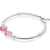 Infant Baby Girl Bangles with Pink Heart Crystals
