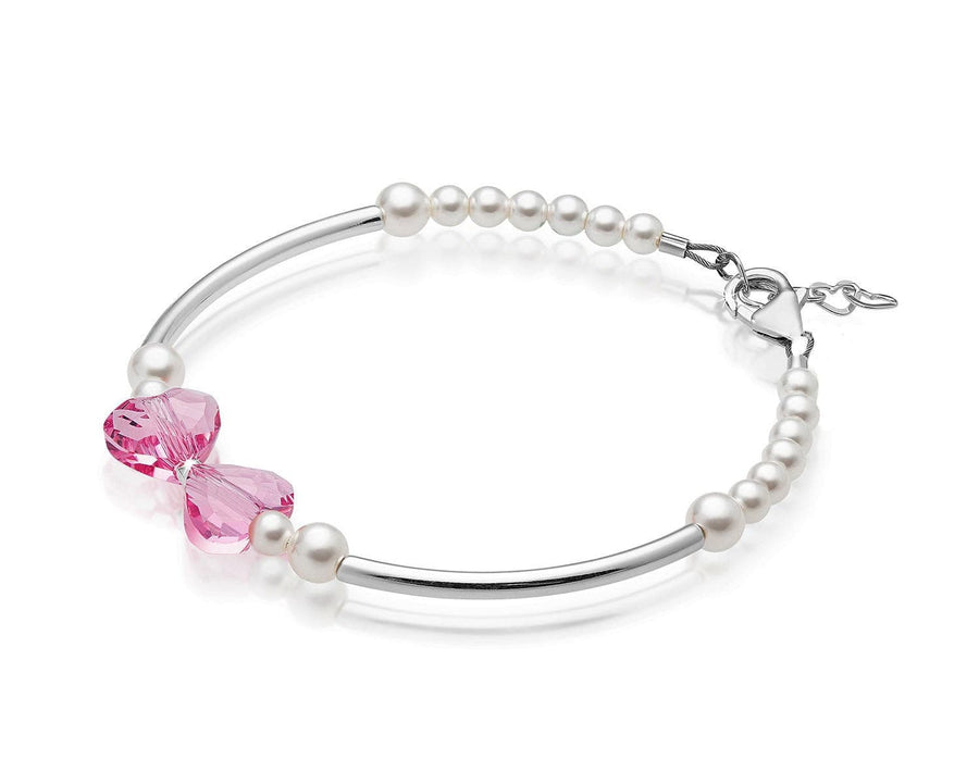 Infant Baby Girl Bangles with Pink Heart Crystals