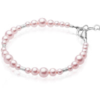 Teen Girl Bracelets with Pink Pearl & Silver Crimps